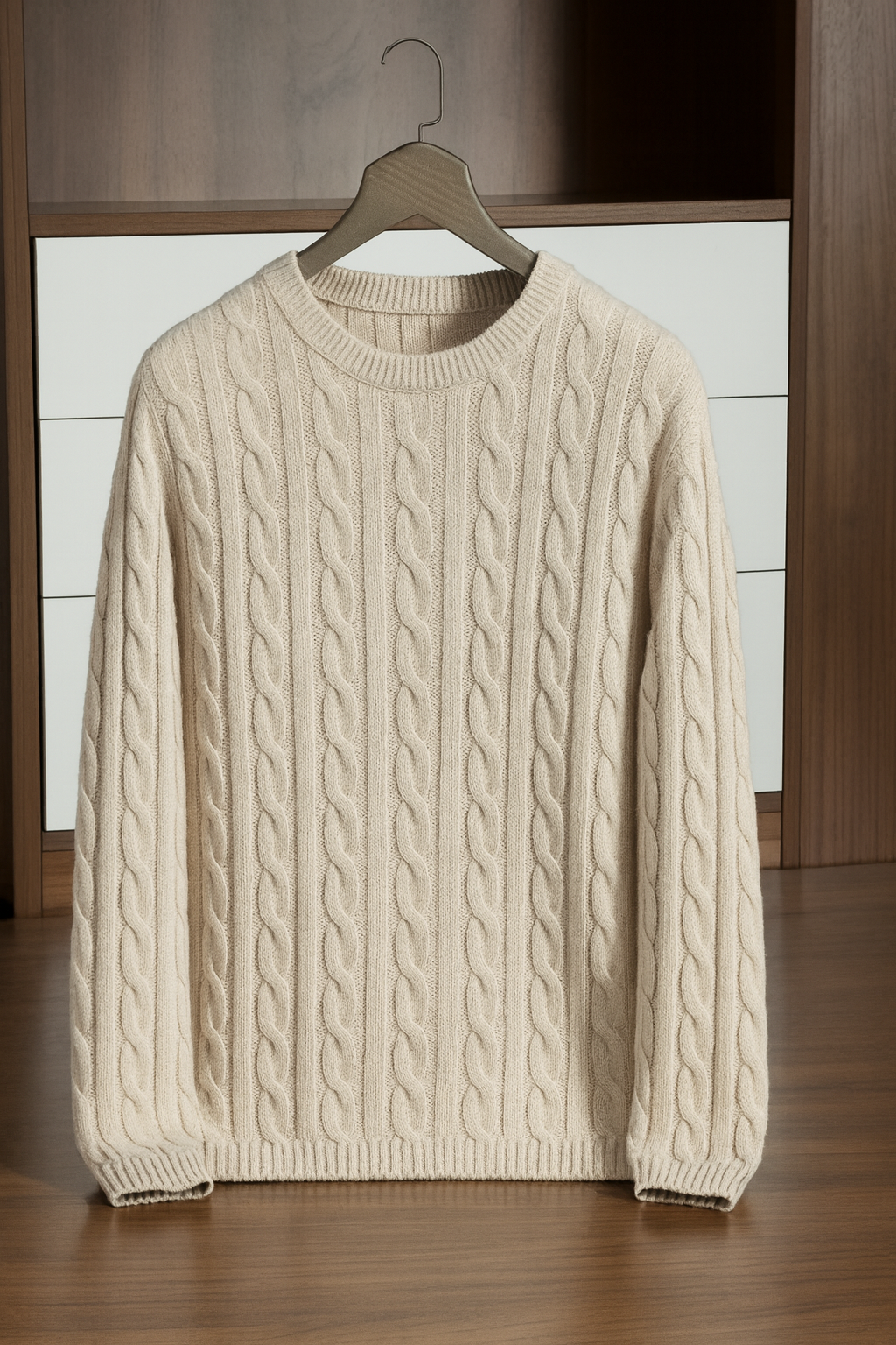 Classic Cable Knit Wool Pullover