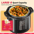 1200W 12-in-1 Electric Pressure Cooker – 8Qt Stainless Steel Multi-Cooker