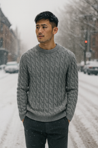 Classic Cable Knit Wool Pullover