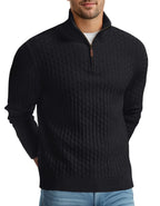 Askdeer Mens Quarter Zip Sweater Waffle Knit Sweater