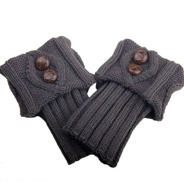 Women’s Knit Leg Warmers – Cozy Wool Boot Covers with Buttons