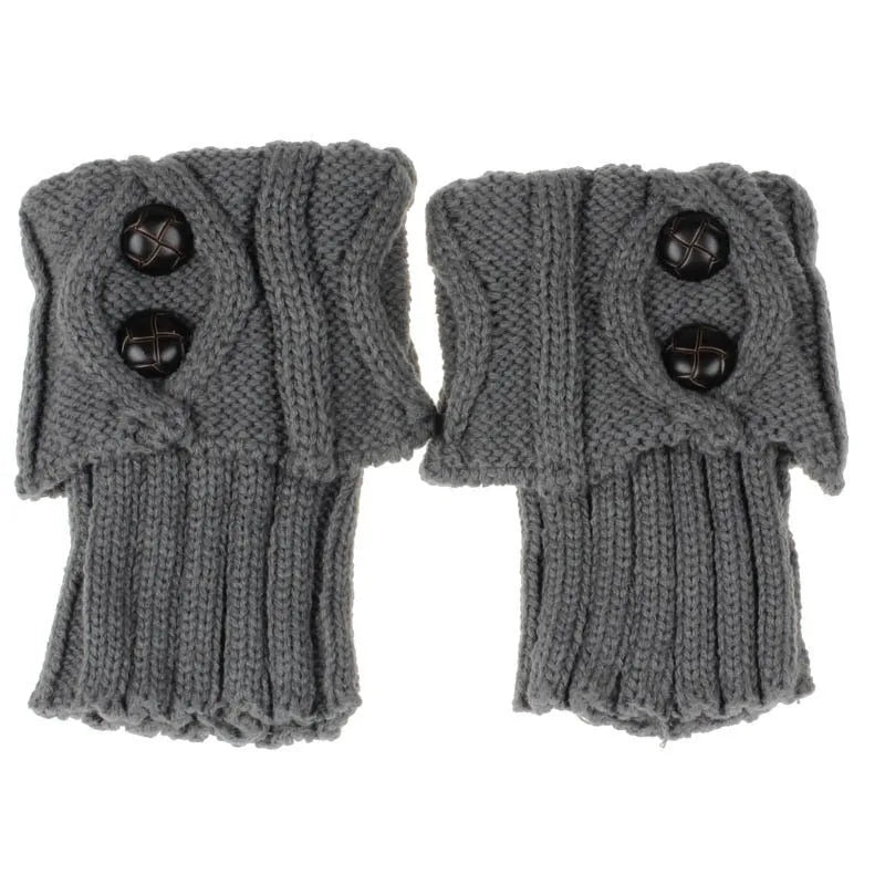 Women’s Knit Leg Warmers – Cozy Wool Boot Covers with Buttons