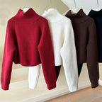 Women’s Quarter Zip Knit Sweater – Cropped Pullover