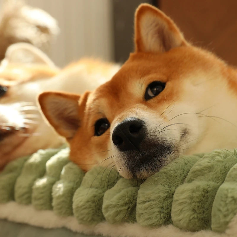 Calming Dog Bed – Soft Luxury Pet Mat with Pillow & Removable Washable Cover