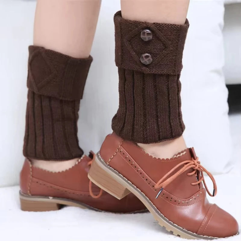 Women’s Knit Leg Warmers – Cozy Wool Boot Covers with Buttons
