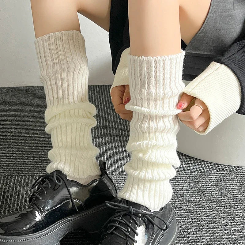 Y2K Women’s Knit Leg Warmers – Lolita Long Socks & Boot Cuffs for Autumn/Winter