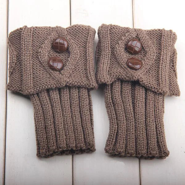 Women’s Knit Leg Warmers – Cozy Wool Boot Covers with Buttons