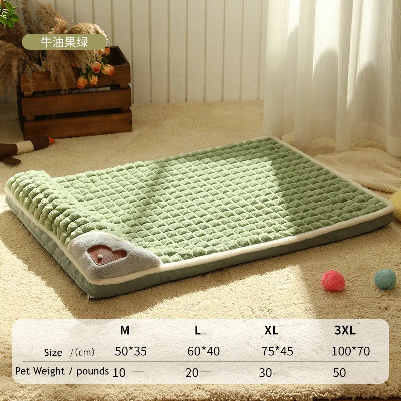 Calming Dog Bed – Soft Luxury Pet Mat with Pillow & Removable Washable Cover