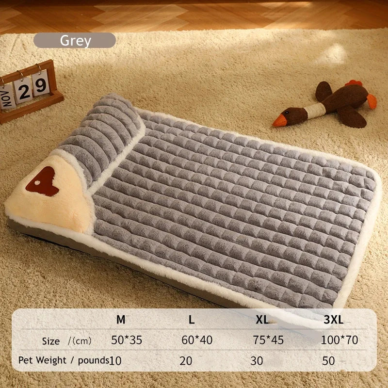 Calming Dog Bed – Soft Luxury Pet Mat with Pillow & Removable Washable Cover