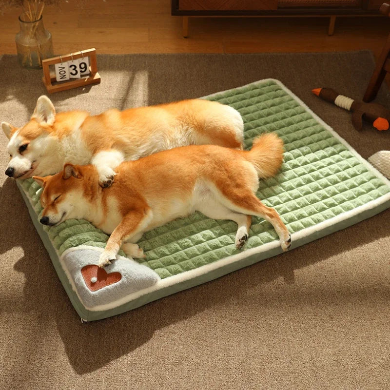 Calming Dog Bed – Soft Luxury Pet Mat with Pillow & Removable Washable Cover