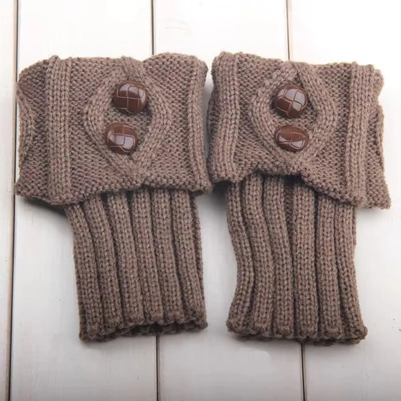 Women’s Knit Leg Warmers – Cozy Wool Boot Covers with Buttons