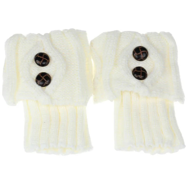 Women’s Knit Leg Warmers – Cozy Wool Boot Covers with Buttons