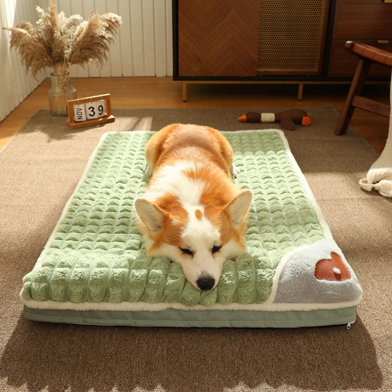 Calming Dog Bed – Soft Luxury Pet Mat with Pillow & Removable Washable Cover