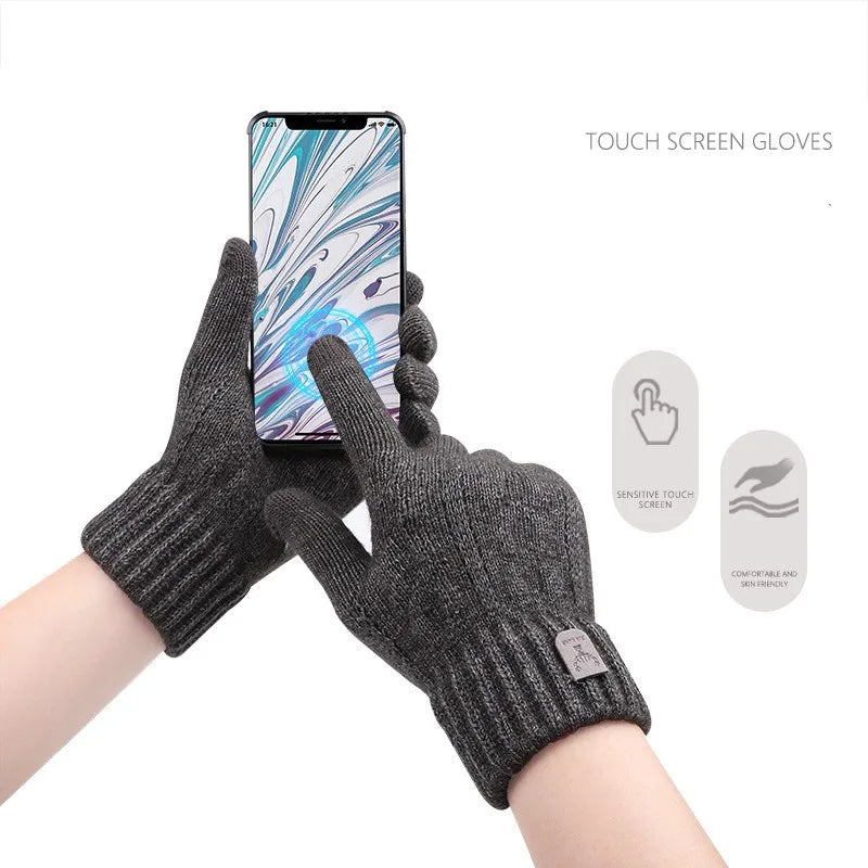 Warm Wool Knit Gloves for Men