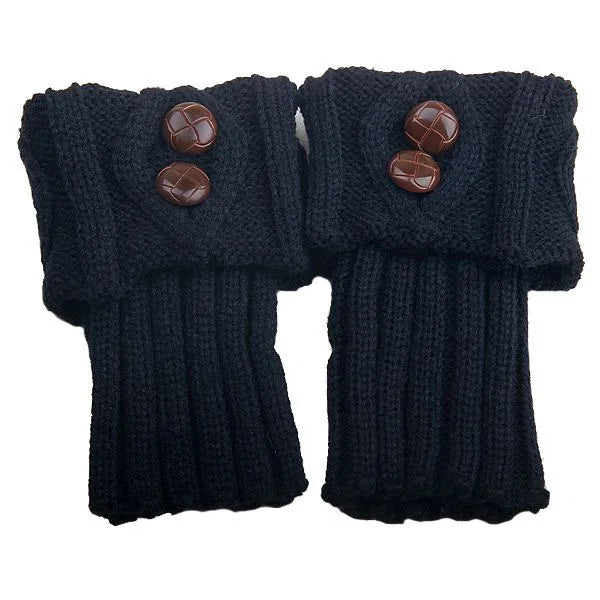 Women’s Knit Leg Warmers – Cozy Wool Boot Covers with Buttons