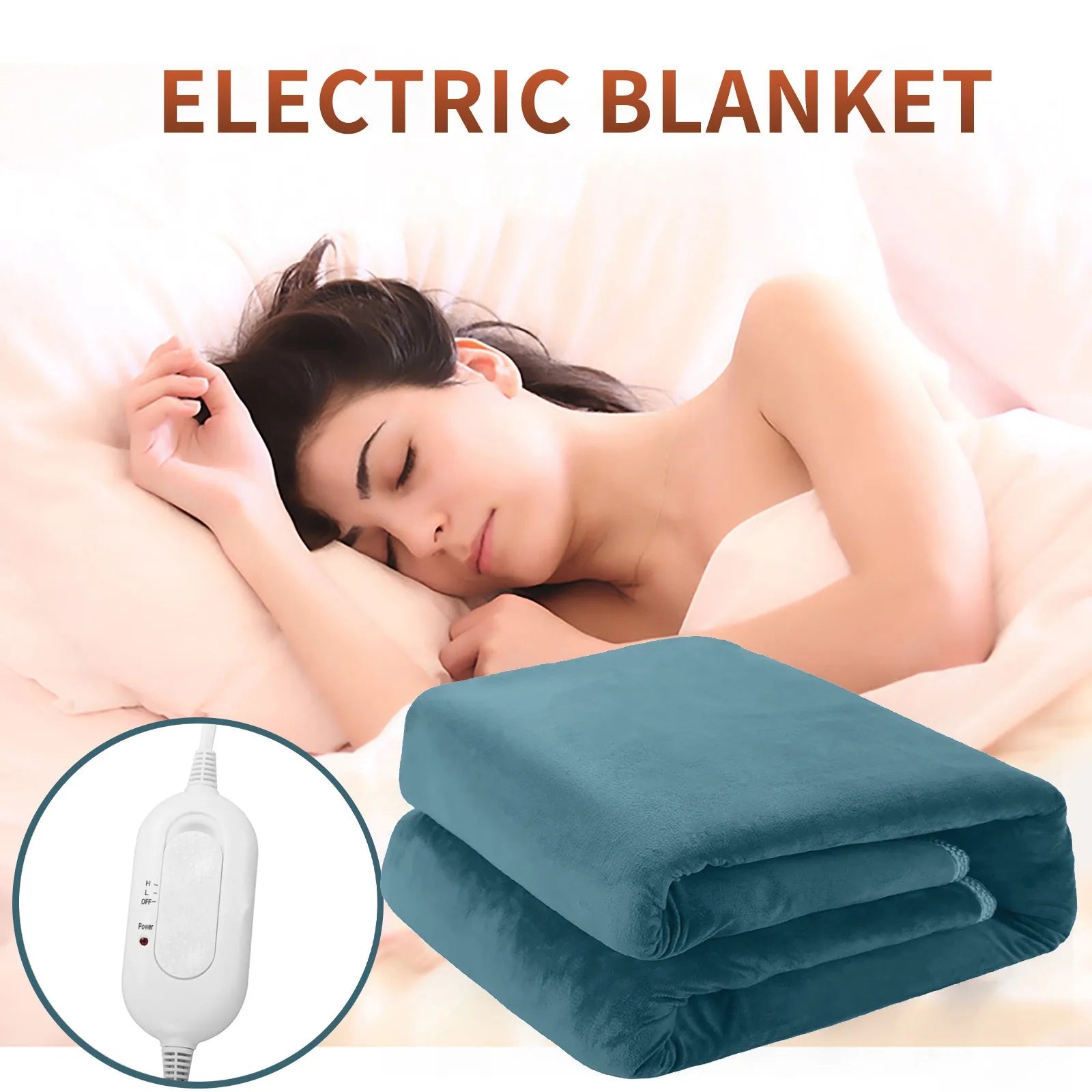 Electric Heated Blanket – Soft Flannel Throw with Adjustable Temperature Control