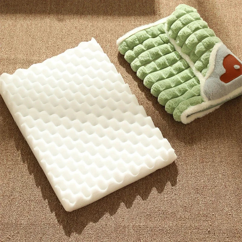 Calming Dog Bed – Soft Luxury Pet Mat with Pillow & Removable Washable Cover