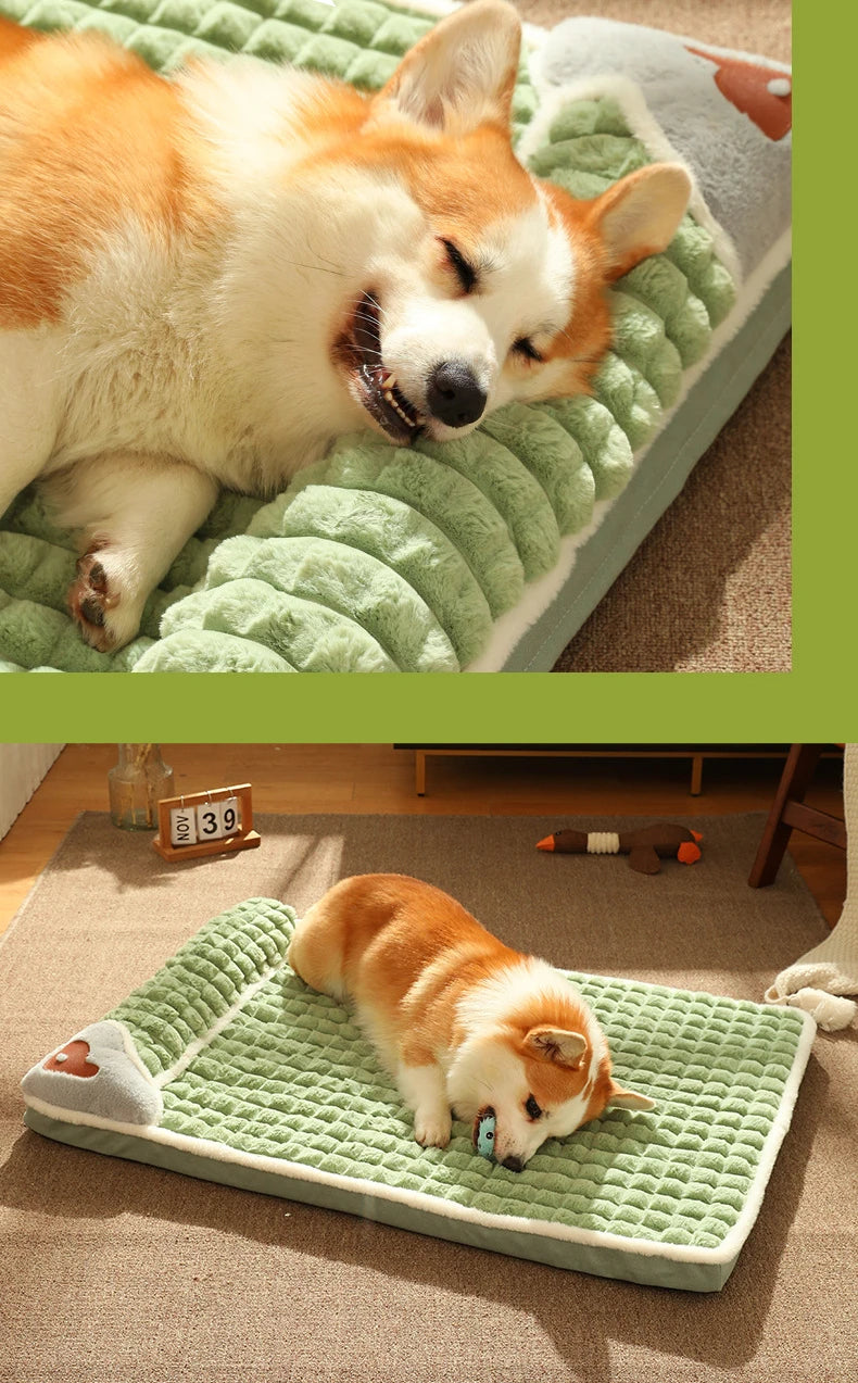 Calming Dog Bed – Soft Luxury Pet Mat with Pillow & Removable Washable Cover
