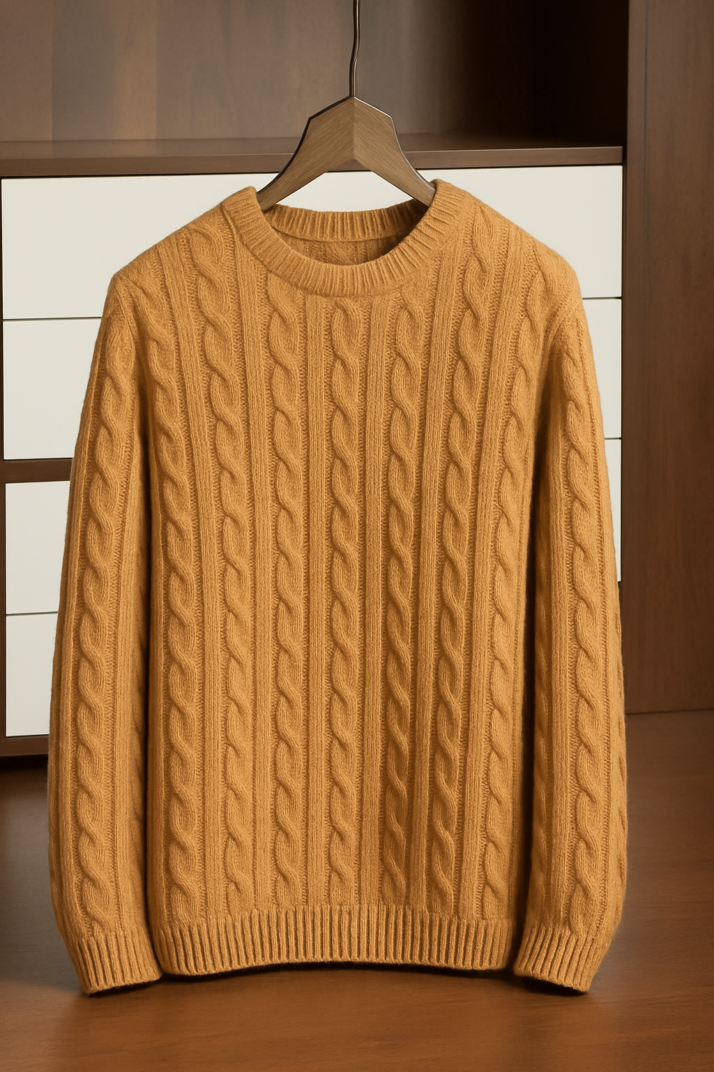 Classic Cable Knit Wool Pullover
