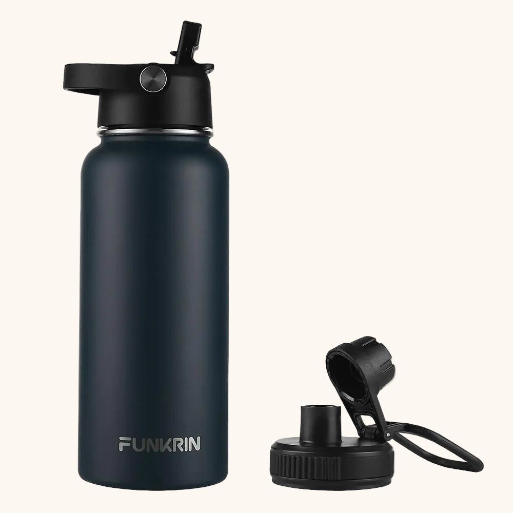 Funkrin 32oz Insulated Water Bottle with Straw & Spout Lids